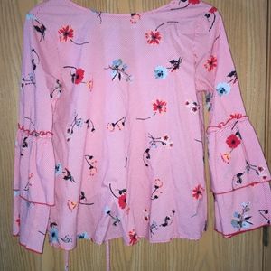 Floral pink long-sleeved top